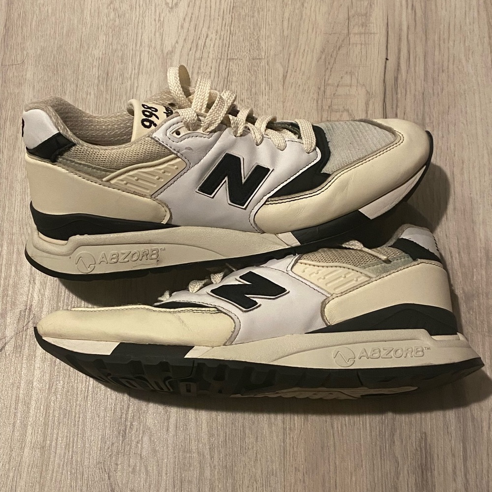 New Balance 998 Men's Cream and Black Sneakers Sz 10 teddy Santis miusa